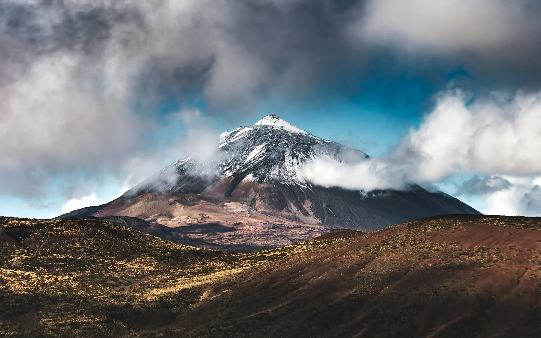Snow-capped Mount Teide above the caldera